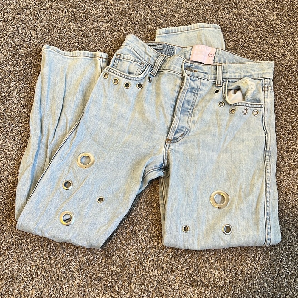 Revice Denim Light Wash Grommet Jeans Size 27